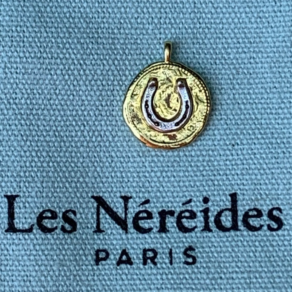 LES NEREIDES Gold & Silver LUCKY HORSESHOE CHARM! Good Luck Rare Mixed Metal New